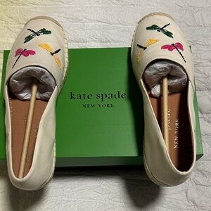 Kate Spade Cream Espadrilles with Colorful Embroidery
